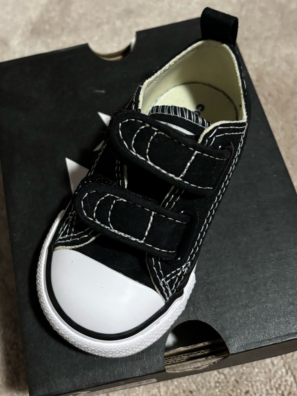 Converse Black and White Kids Canvas Velcro Sneaker